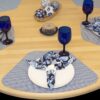 Sweet Pea Linens - Blue Seashell Rolled Hem Cloth Napkin (SKU#: R-1010-F18) - Table Setting