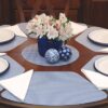 Sweet Pea Linens - Blue/White Wipe Clean Wedge-Shaped Placemats - Set of Two (SKU#: RS2-1006-F18) - Table Setting