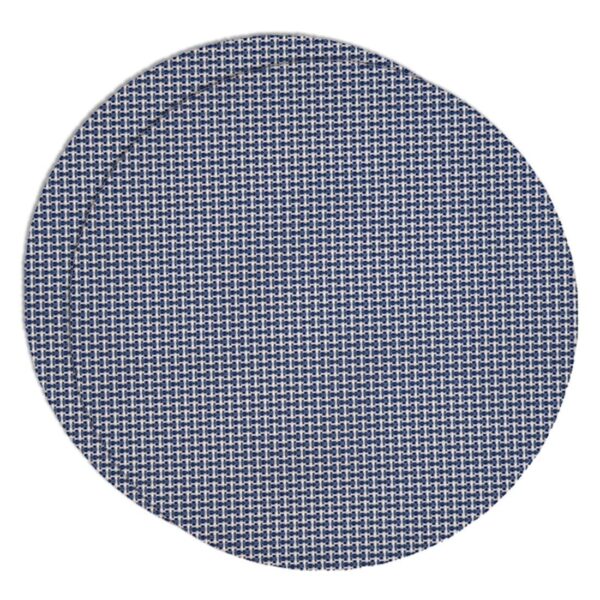 Sweet Pea Linens - Blue/White Wipe Clean Charger-Center Round Placemats - Set of Two (SKU#: RS2-1015-F18) - Main Product Image