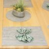 Sweet Pea Linens - Seafoam Green/Tan Wipe Clean Rectangle Placemats - Set of Two (SKU#: RS2-1002-F19) - Alternate Table Setting
