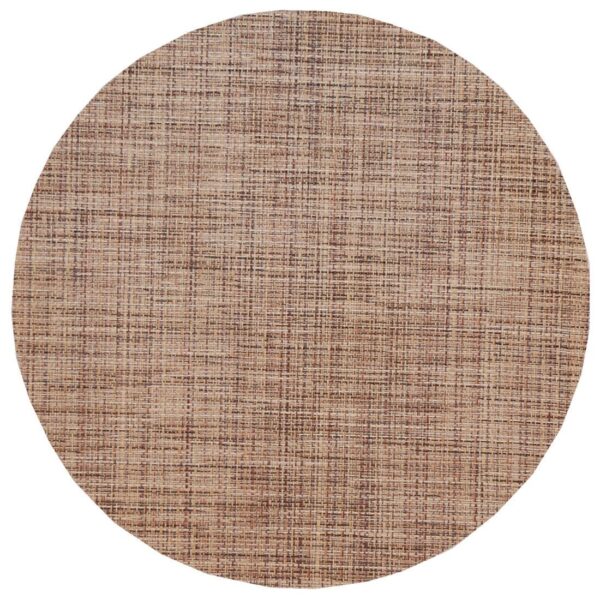 Sweet Pea Linens - Brown/Tan Wipe Clean Charger-Center Round Placemat (SKU#: R-1015-F20) - Main Product Image