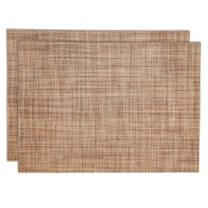 Sweet Pea Linens - Brown/Tan Wipe Clean Rectangle Placemats - Set of Two (SKU#: RS2-1002-F20) - Main Product Image