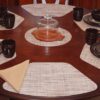 Sweet Pea Linens - Brown/Tan Wipe Clean Wedge-Shaped Placemats - Set of Two (SKU#: RS2-1006-F20) - Table Setting