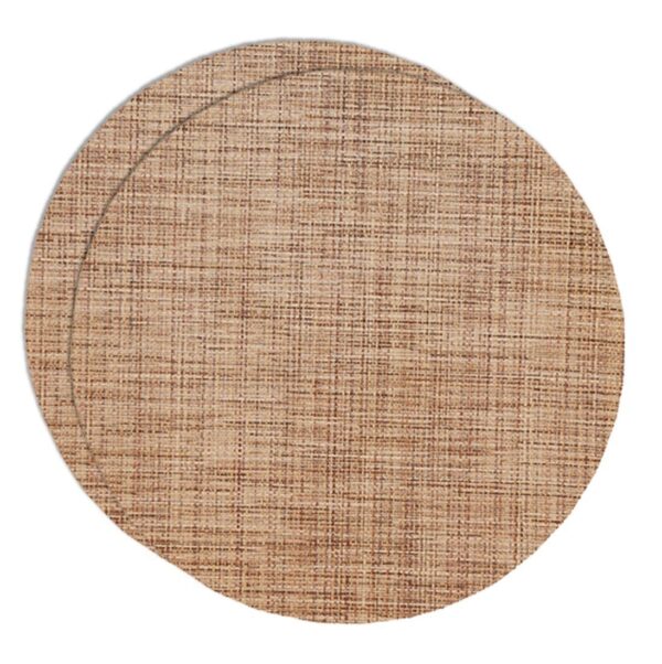 Sweet Pea Linens - Brown/Tan Wipe Clean Charger-Center Round Placemats - Set of Two (SKU#: RS2-1015-F20) - Main Product Image