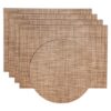 Sweet Pea Linens - Brown/Tan Wipe Clean Rectangle Placemats - Set of Four plus Center Round-Charger (SKU#: RS5-1002-F20) - Main Product Image