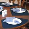 Sweet Pea Linens - Dark Blue Wipe Clean Wedge-Shaped Placemats - Set of Two (SKU#: RS2-1006-F21) - Table Setting