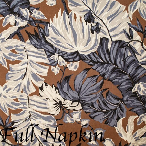 Sweet Pea Linens - Brown, Black & Cream Tropical Leaf Rolled Hem Cloth Napkin (SKU#: R-1010-F23) - Swatch