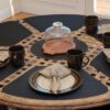 Sweet Pea Linens - Black Wipe Clean Wedge-Shaped Placemats - Set of Two (SKU#: RS2-1006-F23) - Table Setting