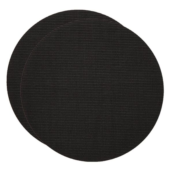 Sweet Pea Linens - Black Wipe Clean Charger-Center Round Placemats - Set of Two (SKU#: RS2-1015-F23) - Main Product Image