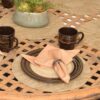 Sweet Pea Linens - Tan Tonal Leaf Wipe Clean Charger-Center Round Placemat (SKU#: R-1015-F28) - Table Setting