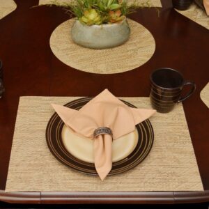 Tan Tonal Leaf Wipe-Clean Table Linen Collection