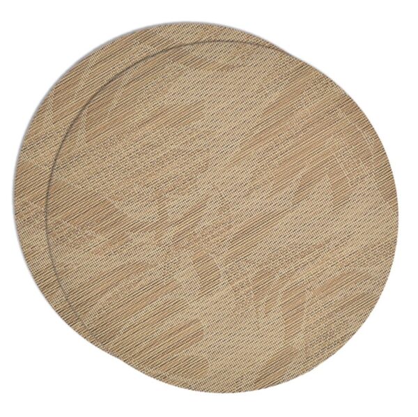 Sweet Pea Linens - Tan Tonal Leaf Wipe Clean Charger-Center Round Placemats - Set of Two (SKU#: RS2-1015-F28) - Main Product Image