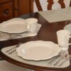Sweet Pea Linens - Sage Green & Tan Wipe Clean Wedge-Shaped Placemats - Set of Two (SKU#: RS2-1006-F30) - Table Setting