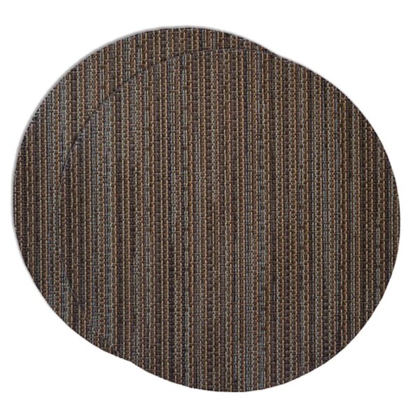 Sweet Pea Linens - Dark Brown & Blue Wipe Clean Charger-Center Round Placemats - Set of Two (SKU#: RS2-1015-F31) - Main Product Image