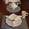 Sweet Pea Linens - Black, Gray & Tan Wipe Clean Rectangle Placemats - Set of Two (SKU#: RS2-1002-F32) - Table Setting