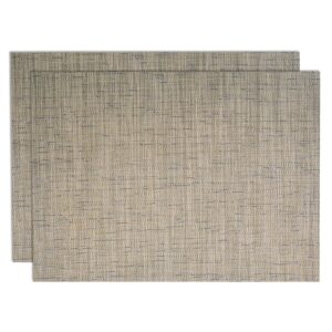 Sweet Pea Linens - Putty Gray & Blue Wipe Clean Rectangle Placemats - Set of Two (SKU#: RS2-1002-F33) - Main Product Image