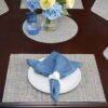 Sweet Pea Linens - Putty Gray & Blue Wipe Clean Rectangle Placemats - Set of Two (SKU#: RS2-1002-F33) - Table Setting