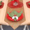 Sweet Pea Linens - Red & Green Swirl Holiday Print 54 inch Table Runner (SKU#: R-1020-H10) - Table Setting
