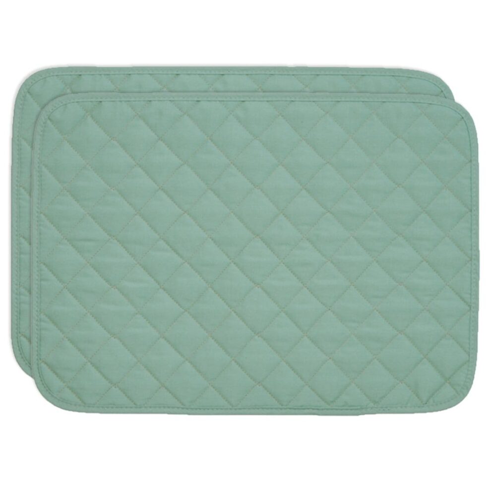 Seafoam Green Quilted Rectangle Placemats - Set of Two - Wedge Shaped ...