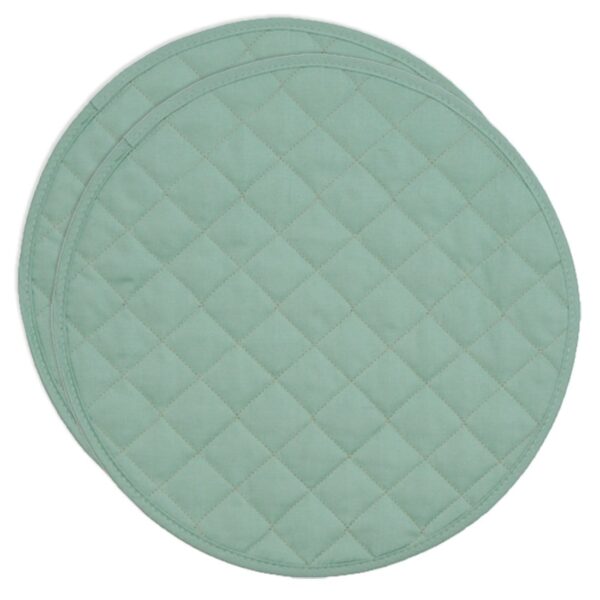 Sweet Pea Linens - Seafoam Green Quilted Charger-Center Round Placemats - Set of Two (SKU#: RS2-1015-H5) - Main Product Image