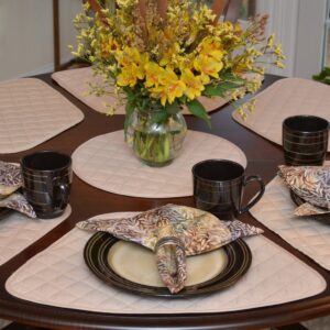Sweet Pea Linens - Solid Tan Quilted Charger-Center Round Placemat (SKU#: R-1015-J1) - Main Product Image
