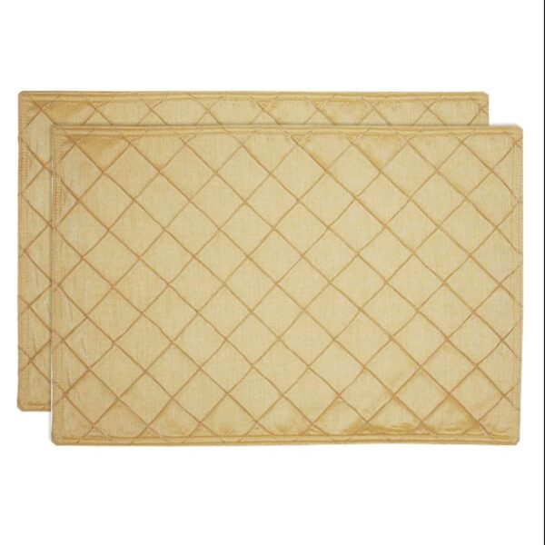 Sweet Pea Linens - Gold Pintucked Rectangle Placemat (SKU#: R-1002-K2) - Main Product Image