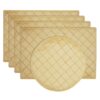 Sweet Pea Linens - Gold Pintucked Rectangle Placemats - Set of Four plus Center Round-Charger (SKU#: RS5-1002-K2) - Main Product Image