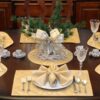 Sweet Pea Linens - Gold Pintucked Rectangle Placemats - Set of Four plus Center Round-Charger (SKU#: RS5-1002-K2) - Table Setting