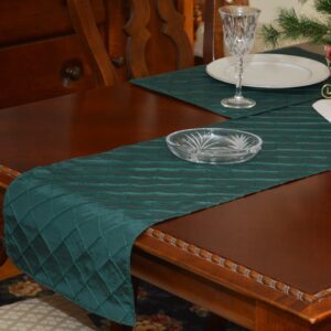 Sweet Pea Linens - Forest Green Shantung 72 inch Table Runner (SKU#: R-1024-K3) - Table Setting