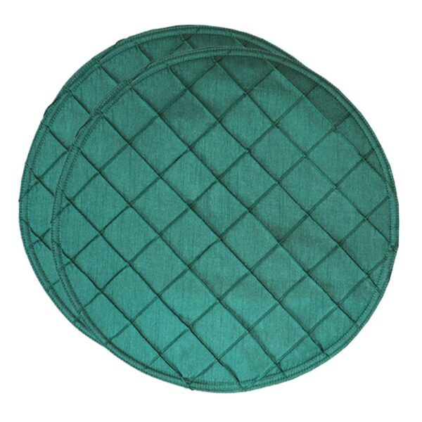 Sweet Pea Linens - Forest Green Pintucked Charger-Center Round Placemats - Set of Two (SKU#: RS2-1015-K3) - Main Product Image