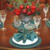 Sweet Pea Linens - Forest Green Pintucked Charger-Center Round Placemats - Set of Two (SKU#: RS2-1015-K3) - Table Setting
