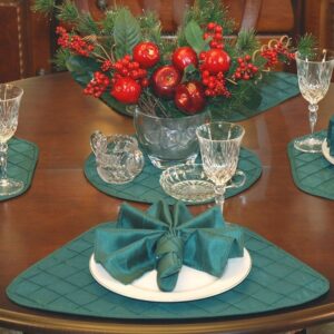 Forest Green Pintucked Solid Table Linen Collection