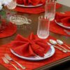 Sweet Pea Linens - Red Shantung Cloth Napkin (SKU#: R-1010-K4) - Table Setting