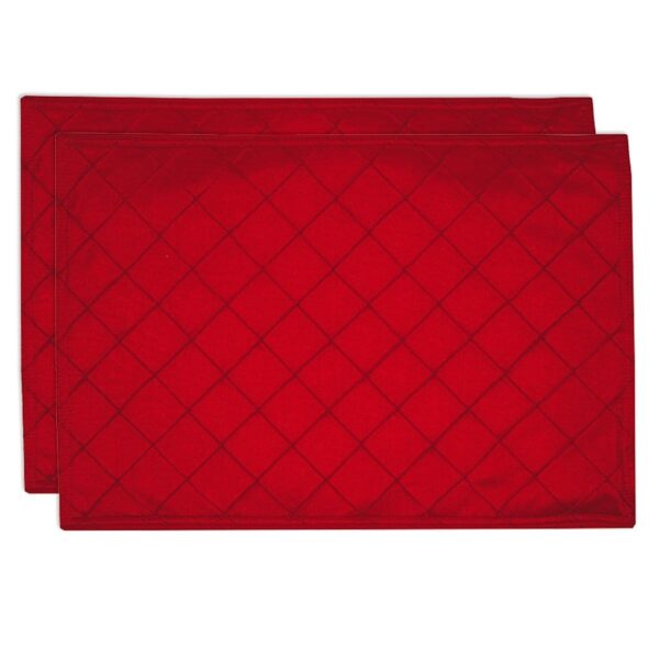 Sweet Pea Linens - Red Pintucked Rectangle Placemats - Set of Two (SKU#: RS2-1002-K4) - Main Product Image