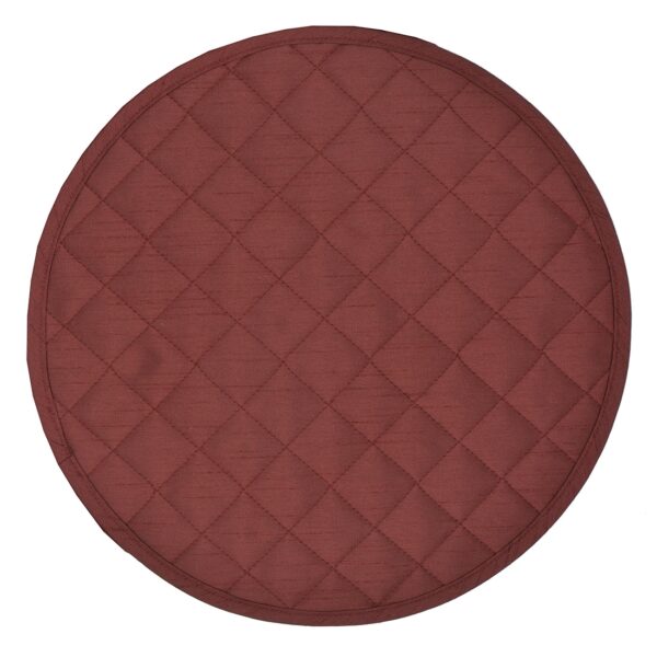 Sweet Pea Linens - Quilted Burgundy Silky Dupioni Charger-Center Round Placemat (SKU#: R-1015-K5) - Main Product Image