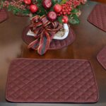 Sweet Pea Linens - Quilted Burgundy Silky Dupioni Rectangle Placemats - Set of Two (SKU#: RS2-1001-K5) - Table Setting