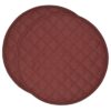 Sweet Pea Linens - Quilted Burgundy Silky Dupioni Charger-Center Round Placemats - Set of Two (SKU#: RS2-1015-K5) - Main Product Image