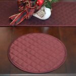 Sweet Pea Linens - Quilted Burgundy Silky Dupioni Charger-Center Round Placemats - Set of Two (SKU#: RS2-1015-K5) - Alternate Table Setting
