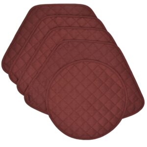 Sweet Pea Linens - Quilted Burgundy Silky Dupioni Wedge-Shaped Placemats - Set of Four plus Center Round-Charger (SKU#: RS5-1006-K5) - Main Product Image