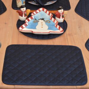 Sweet Pea Linens - Quilted Navy Blue Silky Dupioni Rectangle Placemats - Set of Two (SKU#: RS2-1001-K6) - Table Setting