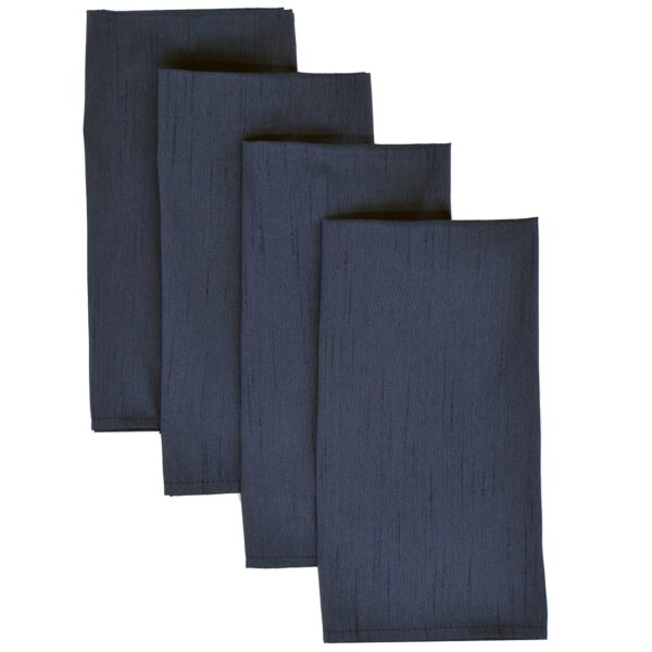Sweet Pea Linens - Navy Blue Silky Dupioni   Rolled Hem Cloth Napkins - Set of Four (SKU#: RS4-1010-K6) - Main Product Image