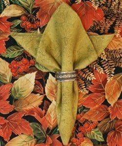 Sweet Pea Linens - Green Tonal Leaf Cloth Napkin (SKU#: R-1010-L11) - Main Product Image