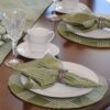 Sweet Pea Linens - Celery Green Lattice Jacquard Charger-Center Round Placemat (SKU#: R-1015-L22) - Table Setting