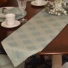 Sweet Pea Linens - Light Blue/Green Lattice Jacquard 72 inch Table Runner (SKU#: R-1024-L23) - Table Setting