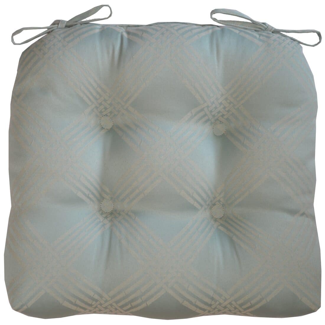 Sweet Pea Linens - Light Blue/Green Lattice Jacquard Chair Cushion Pads - Set of Two (SKU#: RS2-1014-L23) - Main Product Image