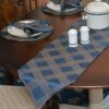 Sweet Pea Linens - Dark Blue Lattice Jacquard 72 inch Table Runner (SKU#: R-1024-L24) - Table Setting