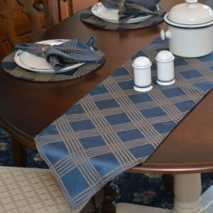 Dark Blue Lattice Jacquard Table Linen Collection