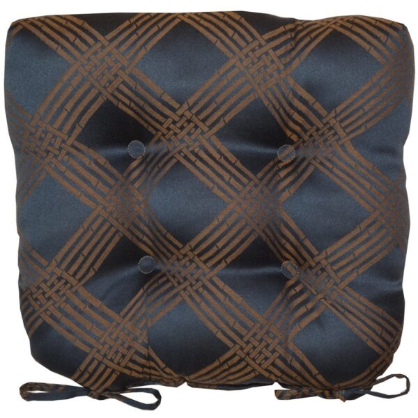Sweet Pea Linens - Dark Blue Lattice Jacquard Chair Cushion Pads - Set of Two (SKU#: RS2-1014-L24) - Main Product Image