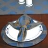 Sweet Pea Linens - Dark Blue Lattice Jacquard Charger-Center Round Placemats - Set of Two (SKU#: RS2-1015-L24) - Table Setting