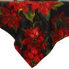 Sweet Pea Linens - Red Poinsettia on Black Holiday Print 42 inch Square Table Cloth (SKU#: R-1008-L93) - Main Product Image